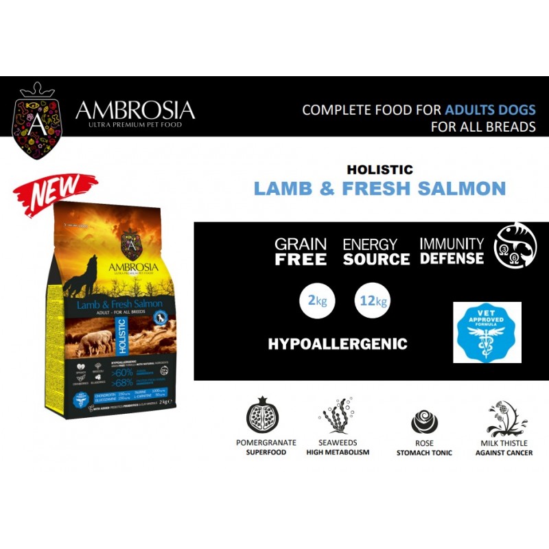 AMBROSIA GRAIN FREE ADULT LAMB SALMON 12kg