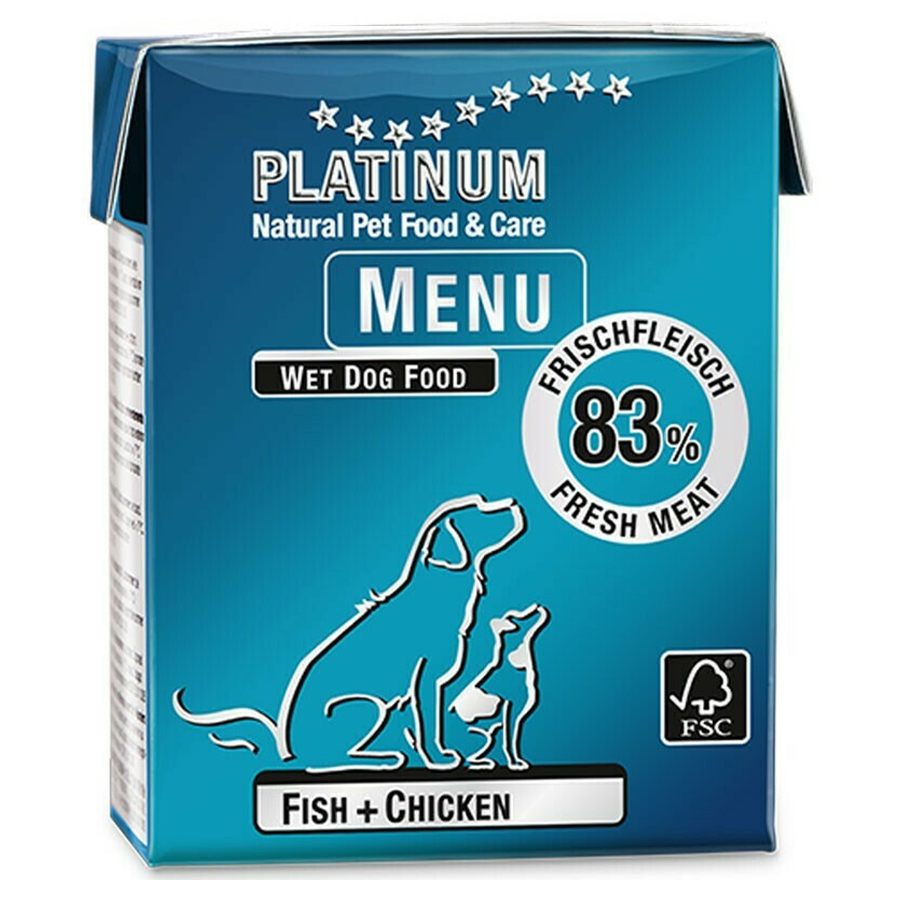 PLATINUM DOG NATURAL MENU ΨΑΡΙ ΚΟΤΟΠΟΥΛΟ 375gr ktiniatrikoskosmos.gr