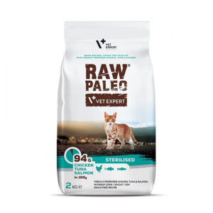 VET EXPERT RAW PALEO STERILISED CHICKEN TUNA AND SALMON 2kg
