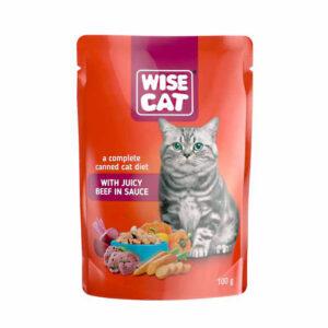 WISE CAT WITH JUICY BEEF IN SAUCE 100gr