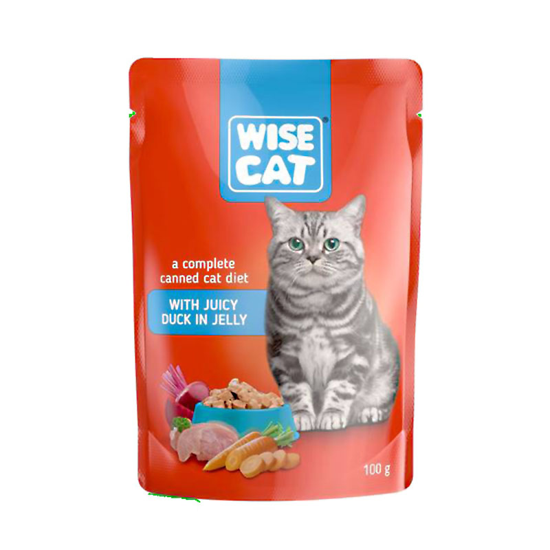 WISE CAT WITH JUICY DUCK IN JELLY 100gr WISE CAT WITH JUICY DUCK IN JELLY 100gr