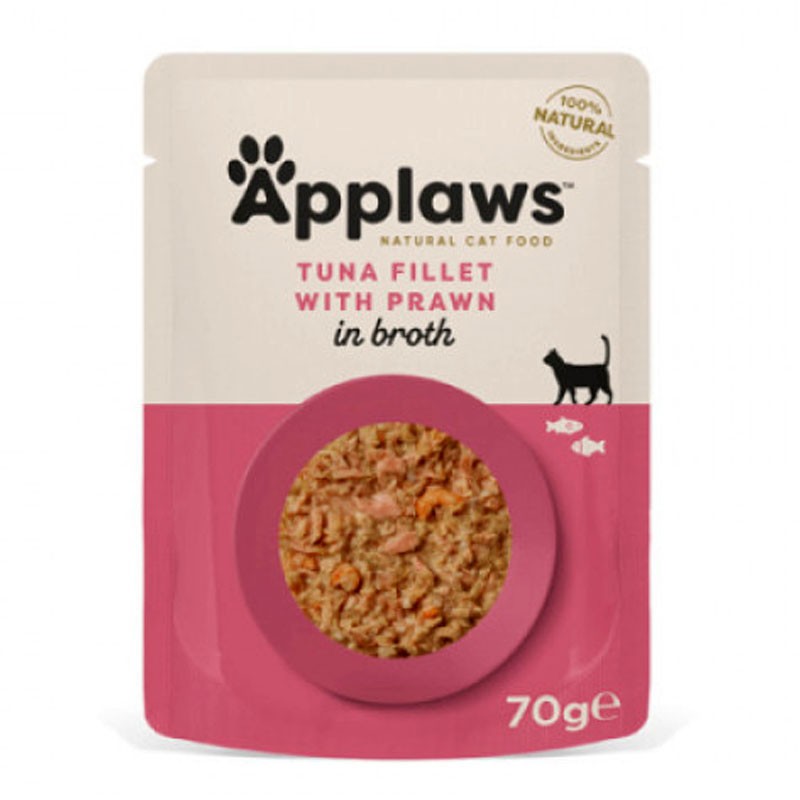 APPLAWS CAT TUNA FILLET WITH PRAWN IN BROTH 70gr