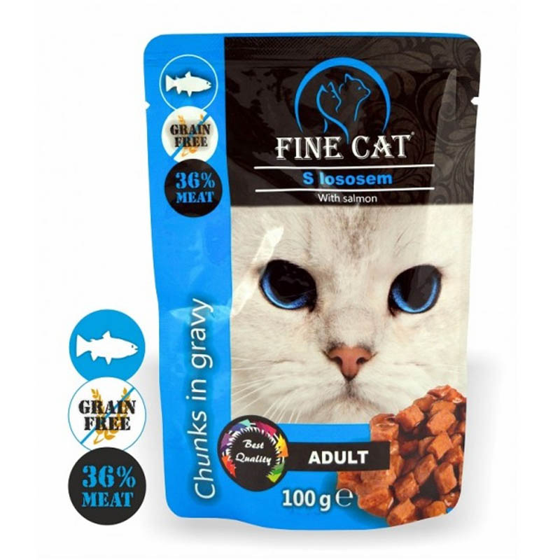 FINE CAT GRAIN FREE ADULT SALMON CHUNKS IN GRAVY 100gr FINE CAT GRAIN FREE ADULT SALMON CHUNKS IN GRAVY 100gr