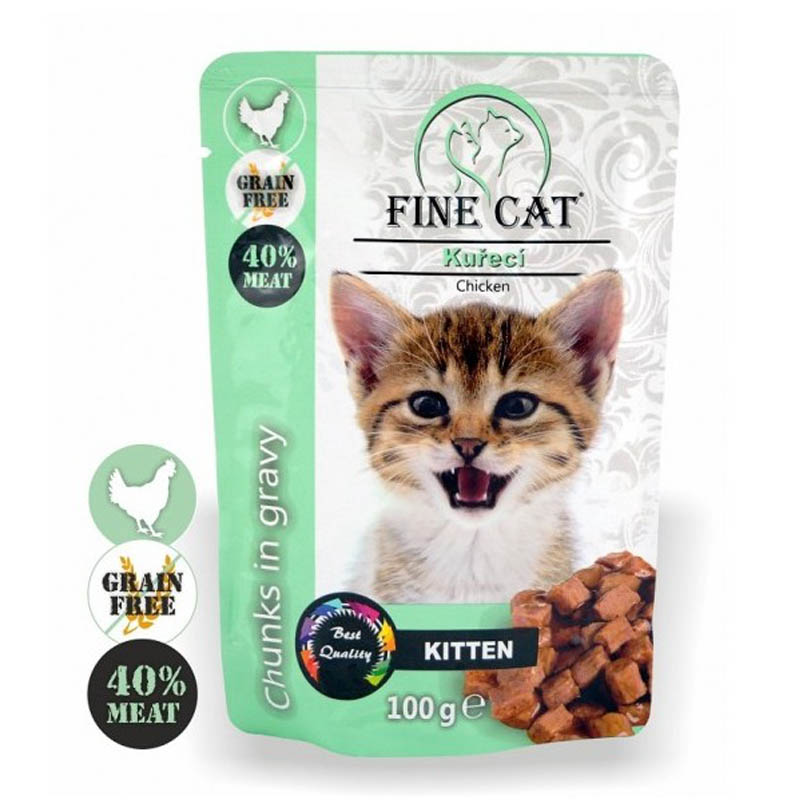 FINE CAT GRAIN FREE KITTEN CHICKEN CHUNKS IN GRAVY 100gr