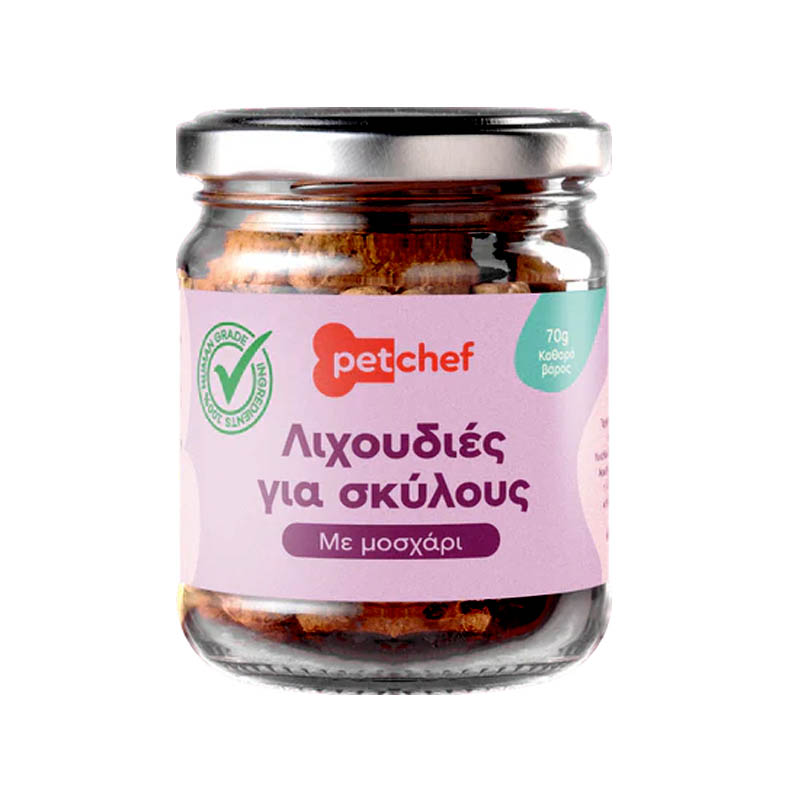 PETCHEF ΛΙΧΟΥΔΙΑ ΣΚΥΛΟΥ GLUTEN FREE ΜΕ ΜΟΣΧΑΡΙ 70gr