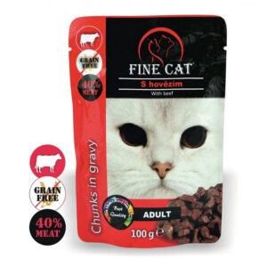 FINE CAT GRAIN FREE ADULT BEEF CHUNKS IN GRAVY 100gr