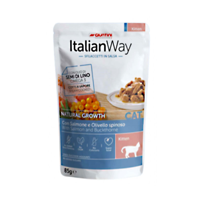 ITALIAN WAY CAT KITTEN NATURAL GROWTH SALMON WITH BUCKTHORNE 85gr ITALIAN WAY CAT KITTEN NATURAL GROWTH SALMON WITH BUCKTHORNE 85gr