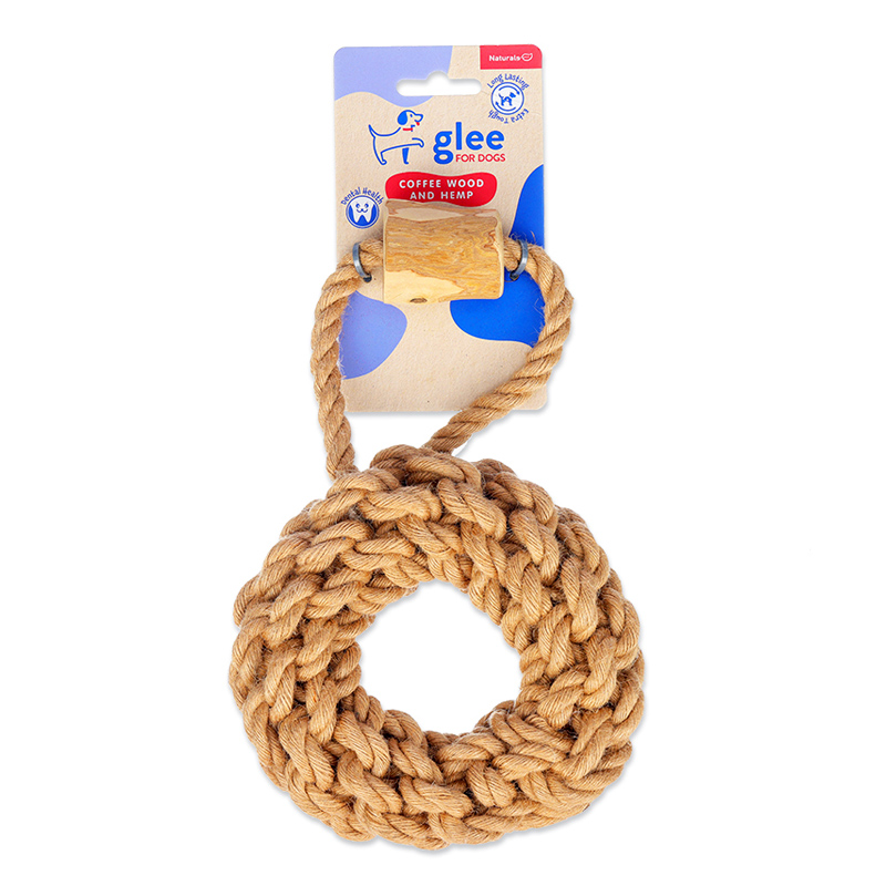 GLEE ΠΑΙΧΝΙΔΙ ΣΚΥΛΟΥ BRAIDED HEMP TYRE WITH COFFEE WOOD CHEW S 15cm