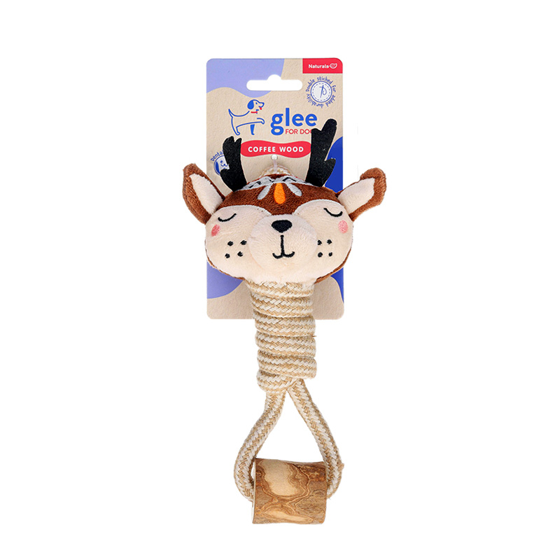 GLEE ΠΑΙΧΝΙΔΙ ΣΚΥΛΟΥ DEER TWISTED ROPE WITH COFFEE WOOD 25cm