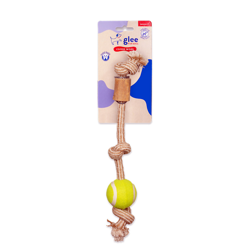 GLEE ΠΑΙΧΝΙΔΙ ΣΚΥΛΟΥ KNOTS WITH TENNIS BALL AND COFEE WOOD 45cm