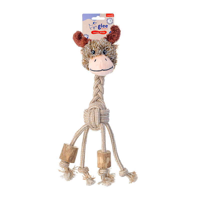 GLEE ΠΑΙΧΝΙΔΙ ΣΚΥΛΟΥ MOOSE BALL ROPE WITH COFFEE WOOD 35cm