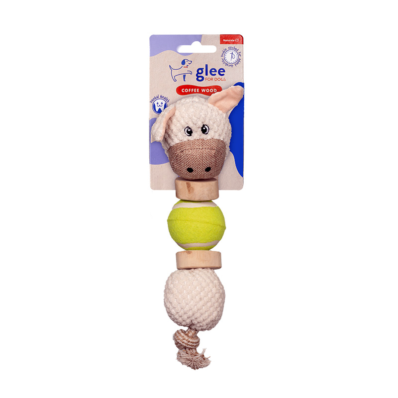 GLEE ΠΑΙΧΝΙΔΙ ΣΚΥΛΟΥ PIG ROPE WITH COFFEE WOOD 32cm