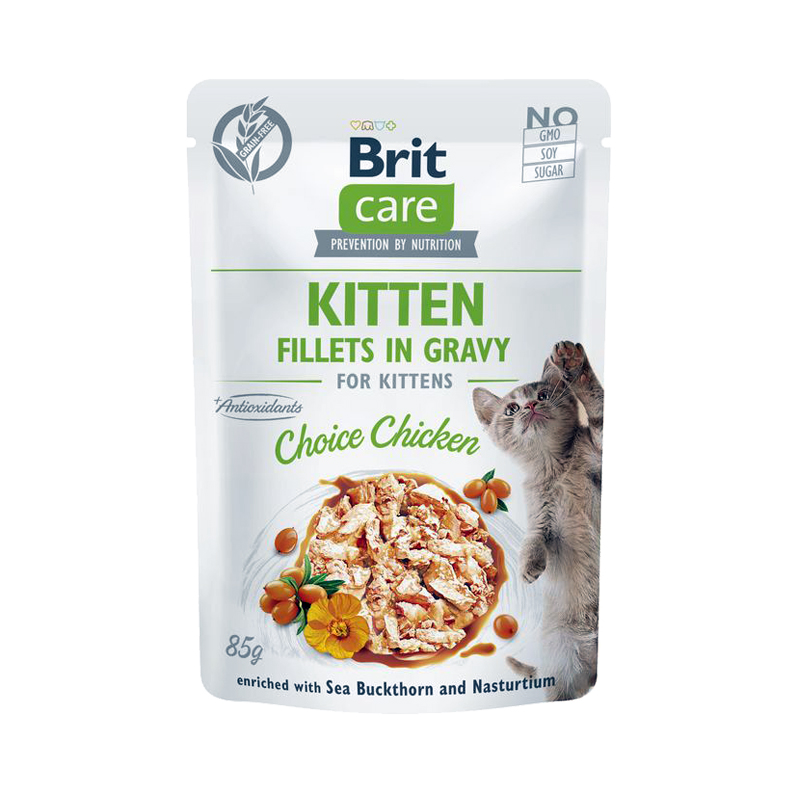 BRIT CARE CAT FILLET IN GRAVY KITTEN CHICKEN 85gr