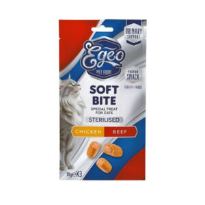 EGEO CAT STERILISED CHICKEN AND BEEF SOFT BITES 3x10gr