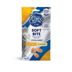 EGEO CAT STERILISED CHICKEN AND CHEESE SOFT BITES 3x10gr