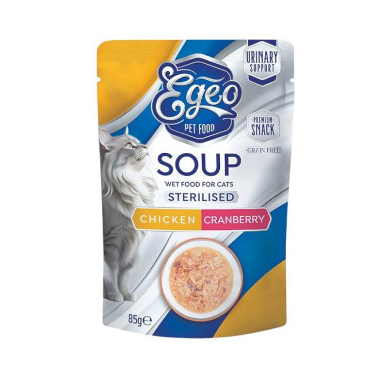 EGEO CAT STERILISED CHICKEN AND CRANBERRY SOUP 85gr