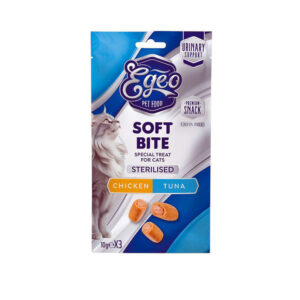 EGEO CAT STERILISED CHICKEN AND TUNA SOFT BITES 3x10gr