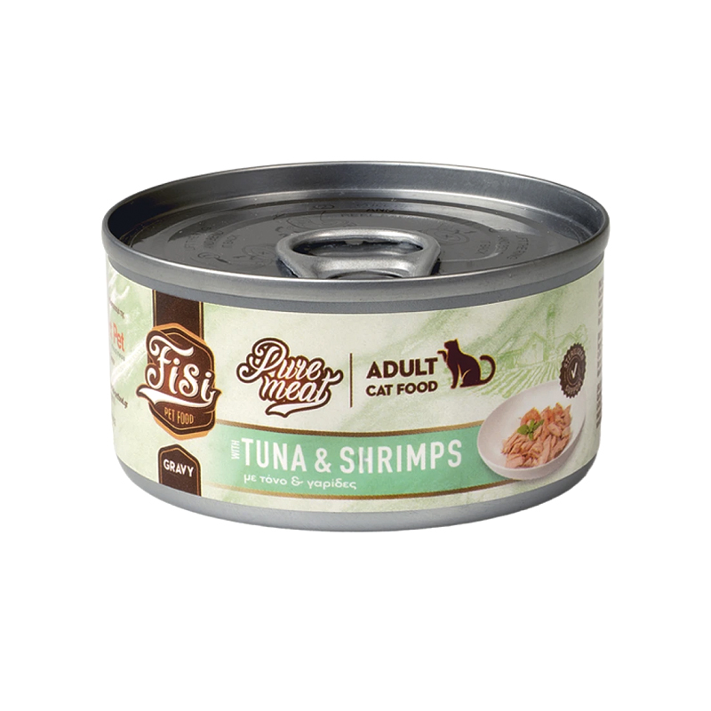 FISI PURE MEAT CAT ADULT ΤΟΝΟΣ ΚΑΙ ΓΑΡΙΔΕΣ 80gr