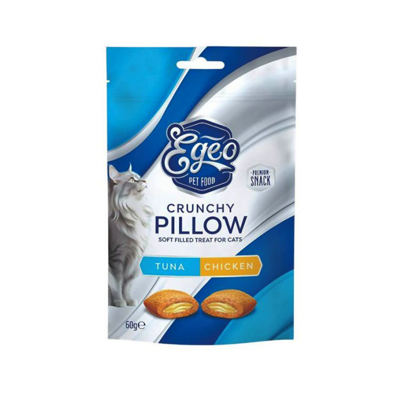 EGEO CAT CRUNCHY PILLOWS TUNA AND ROASTED CHICKEN 60gr