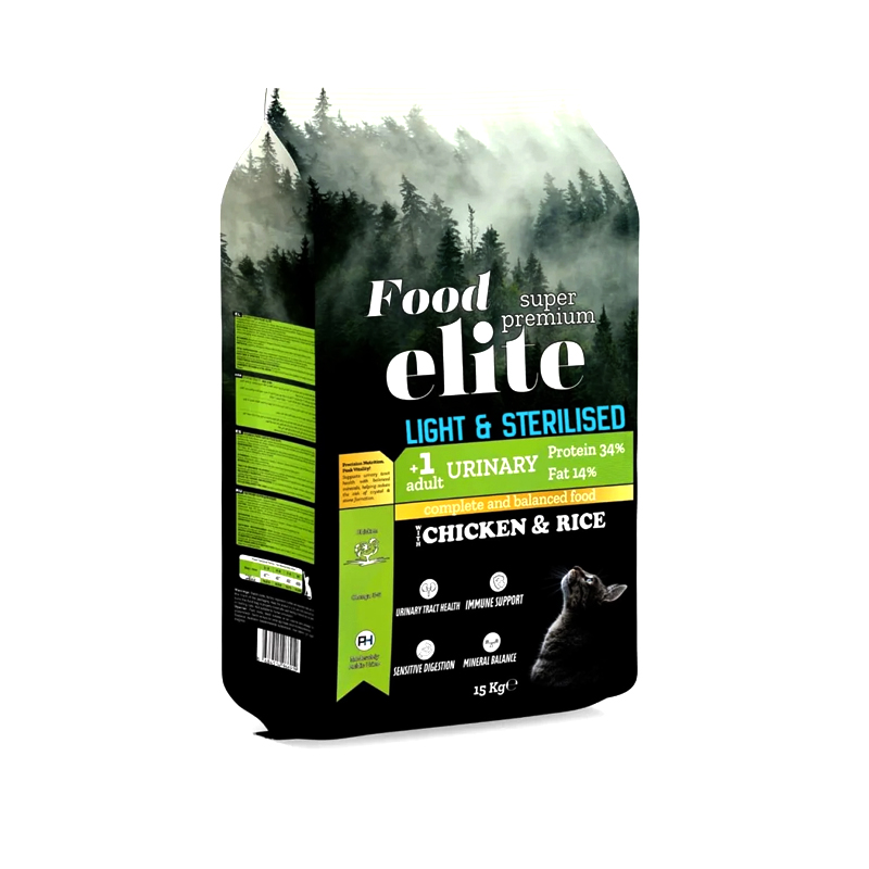 FOOD ELITE CAT LIGHT AND STERILISED CHICKEN 15kg