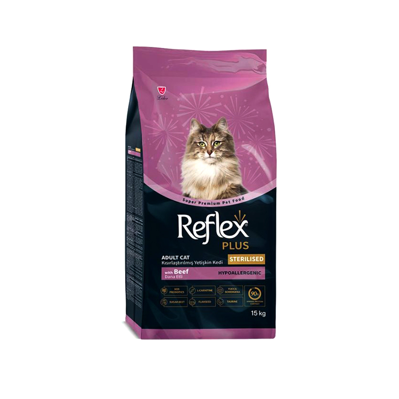 REFLEX PLUS ADULT CAT STERILISED BEEF 15kg