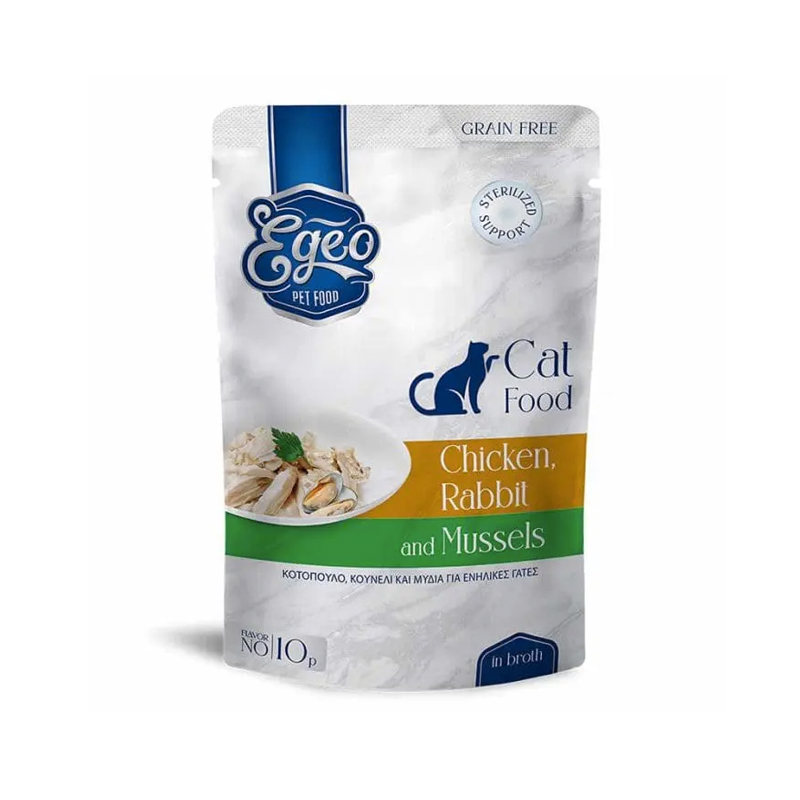 EGEO ADULT CAT ΜΕ ΚΟΤΟΠΟΥΛΟ KAI ΚΟΥΝΕΛΙ KAI ΜΥΔΙΑ ΣΕ ΖΩΜΟ POUCH 85gr EGEO ADULT CAT ΜΕ ΚΟΤΟΠΟΥΛΟ KAI ΚΟΥΝΕΛΙ KAI ΜΥΔΙΑ ΣΕ ΖΩΜΟ POUCH 85gr
