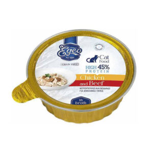 EGEO ADULT CAT HIGH PROTEIN 45% ΜΕ ΚΟΤΟΠΟΥΛΟ KAI ΒΟΔΙΝΟ ΣΕ ΖΩΜΟ 80gr