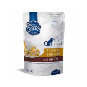 EGEO ADULT CAT ΜΕ ΚΟΤΟΠΟΥΛΟ KAI ΚΟΛΟΚΥΘΑ ΚΑΙ ΙΧΘΥΕΛΑΙΟ ΣΕ ΖΩΜΟ POUCH 85gr