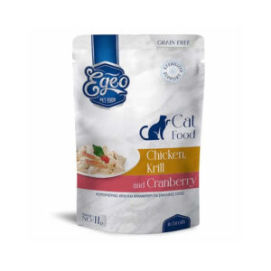 EGEO ADULT CAT ΜΕ ΚΟΤΟΠΟΥΛΟ KAI CRANBERRY KAI ΚΡΙΛ ΣΕ ΖΩΜΟ POUCH 85gr