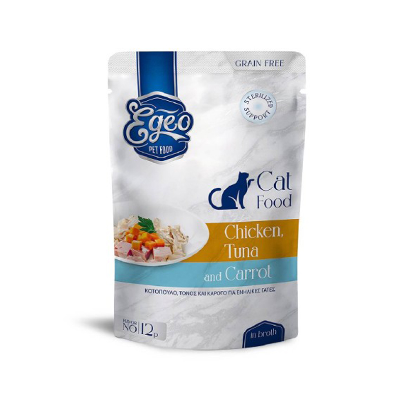 EGEO ADULT CAT ΜΕ ΚΟΤΟΠΟΥΛΟ KAI ΤΟΝΟΣ KAI ΚΑΡΟΤΟ ΣΕ ΖΩΜΟ POUCH 85gr EGEO ADULT CAT ΜΕ ΚΟΤΟΠΟΥΛΟ KAI ΤΟΝΟΣ KAI ΚΑΡΟΤΟ ΣΕ ΖΩΜΟ POUCH 85gr