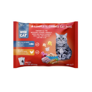 WISE CAT FISH AND JUICY CHICKEN IN SAUSE 4x100gr