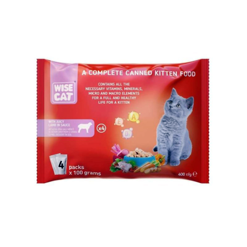 WISE KITTEN WITH JUICY LAMB IN SAUCE 4x100gr
