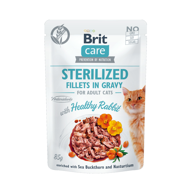BRIT CARE CAT FILLET GRAVY STERILISED RABBIT 85gr
