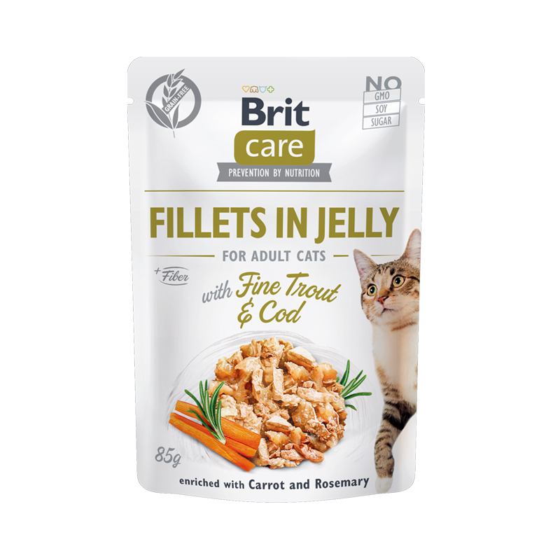 BRIT CARE CAT ΦΑΚΕΚΑΚΙ FILLET JELLY TROUT AND COD 85gr