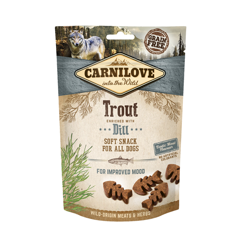 CARNILOVE DOG SNACK SOFT TROUT AND DILL 200gr CARNILOVE DOG SNACK SOFT TROUT AND DILL 200gr
