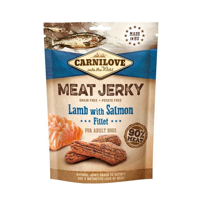 CARNILOVE SNACK JERKY LAMB SALMON FILLET 100gr