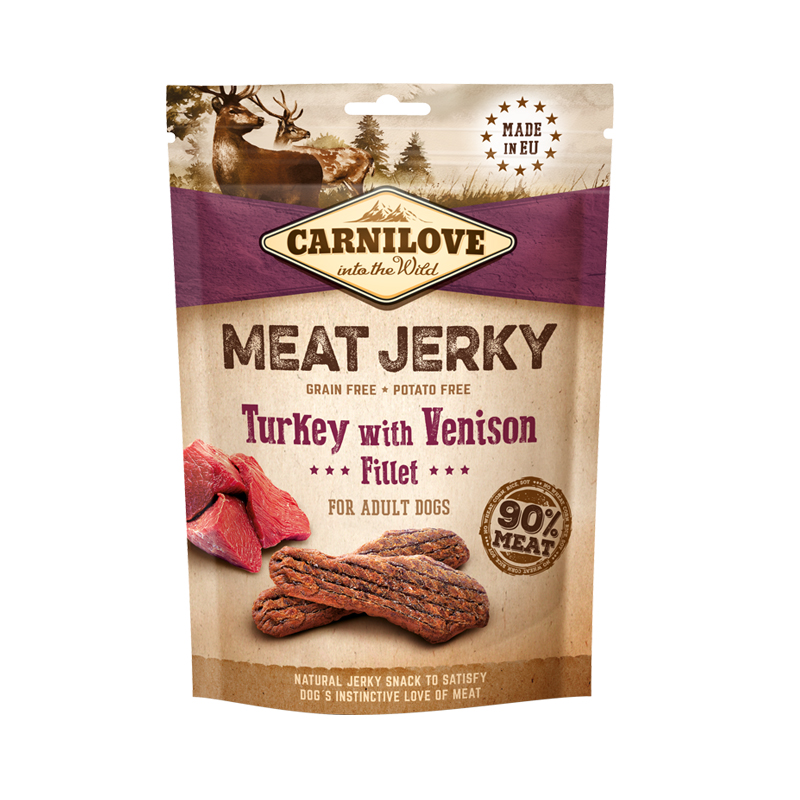 CARNILOVE SNACK JERKY TURKEY VENSION FILLET 100gr CARNILOVE SNACK JERKY TURKEY VENSION FILLET 100gr