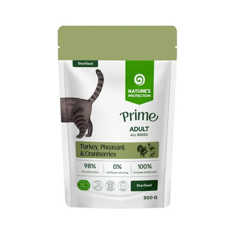 NATURE'S PROTECTION CAT STERILISED TURKEY PHEASANT AND CRANBERRIES 85gr NATURE'S PROTECTION CAT STERILISED TURKEY PHEASANT AND CRANBERRIES 85gr
