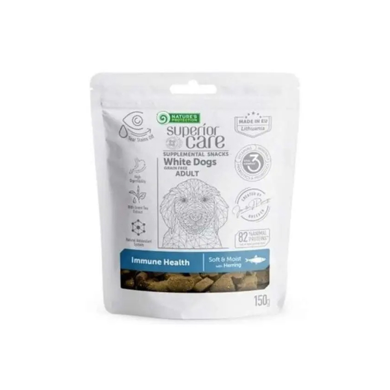 NATURE'S PROTECTION SUPERIOR CARE DOG WHITE DOG IMMUNE HEALTH SOFT AND MOIST WITH HEARRING 150gr NATURE'S PROTECTION SUPERIOR CARE DOG WHITE DOG IMMUNE HEALTH SOFT AND MOIST WITH HEARRING 150gr