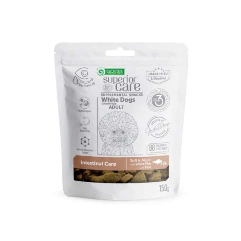 NATURE'S PROTECTION SUPERIOR CARE DOG WHITE DOG INTESTINAL CARE SOFT AND MOIST WITH WHITE FISH AND RICE 150gr NATURE'S PROTECTION SUPERIOR CARE DOG WHITE DOG INTESTINAL CARE SOFT AND MOIST WITH WHITE FISH AND RICE 150gr