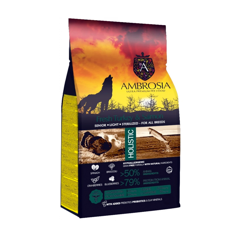 AMBROSIA DOG GRAIN FREE SENIOR LIGHT STERILISED TURKEY AND SALMON AMBROSIA DOG GRAIN FREE SENIOR LIGHT STERILISED TURKEY AND SALMON