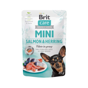 BRIT CARE MINI DOG POUCH STERILISED SALMON AND HERRING 85gr