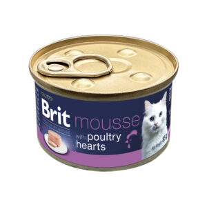 BRIT PREMIUM CAT CAN MOUSSE POULTRY HEARTS 85gr