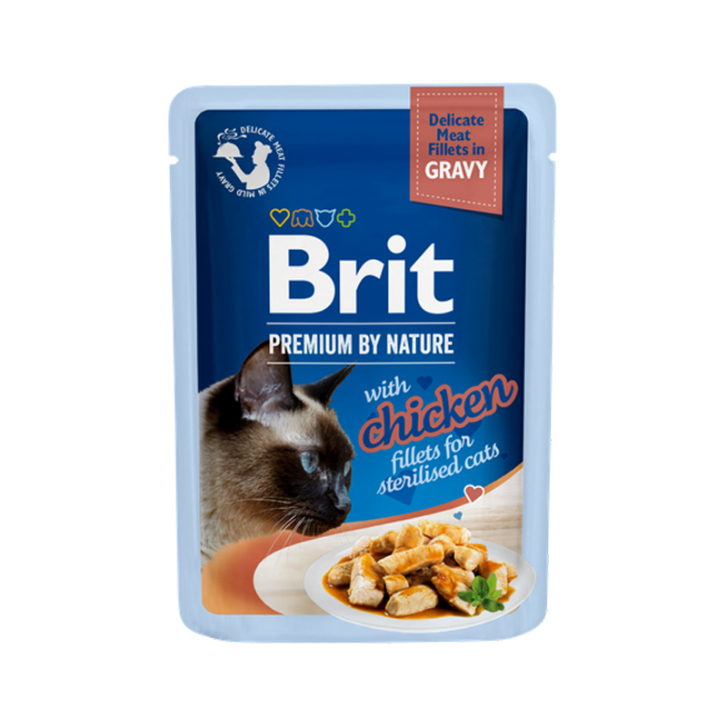 BRIT PREMIUM CAT POUCH FILLET GRAVY STERILISED CHICKEN 85gr BRIT PREMIUM CAT POUCH FILLET GRAVY STERILISED CHICKEN 85gr