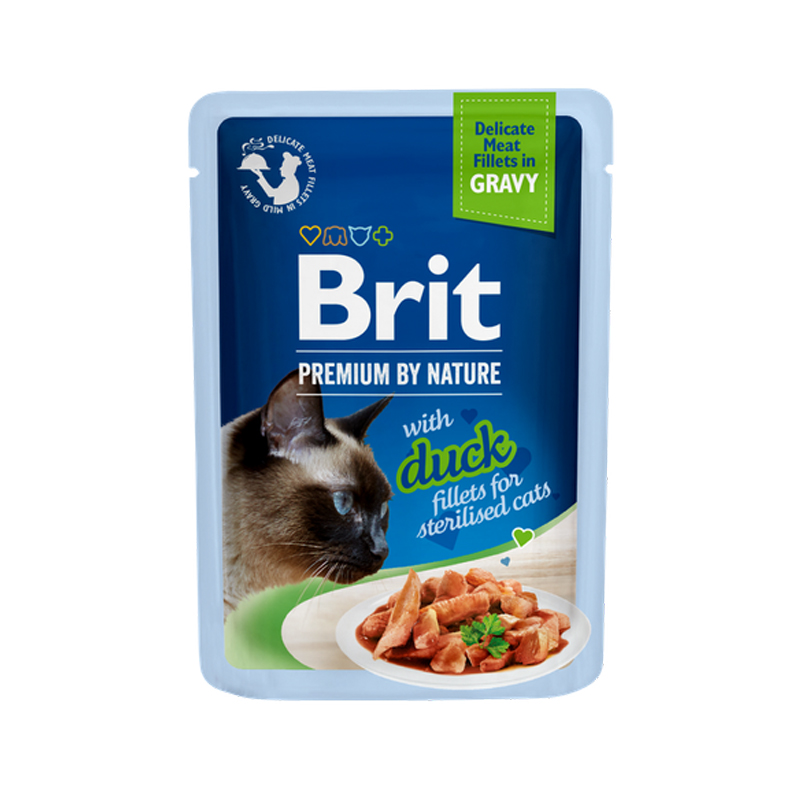 BRIT PREMIUM CAT POUCH FILLET GRAVY STERILISED DUCK 85gr BRIT PREMIUM CAT POUCH FILLET GRAVY STERILISED DUCK 85gr