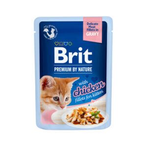 BRIT PREMIUM CAT POUCH FILLET GRAVY STERILISED KITTEN CHICKEN 85gr