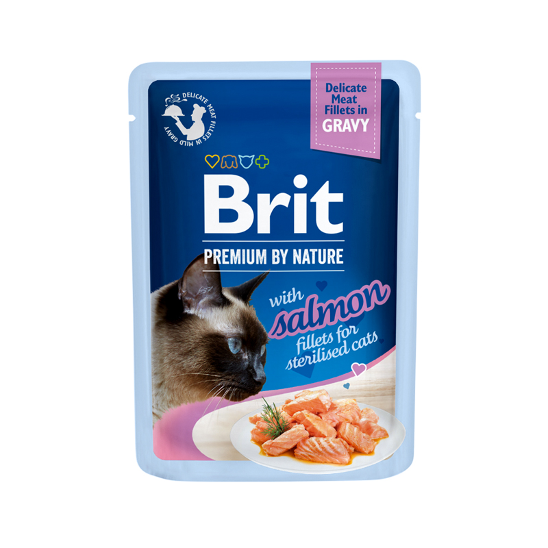 BRIT PREMIUM CAT POUCH FILLET GRAVY STERILISED SALMON 85gr BRIT PREMIUM CAT POUCH FILLET GRAVY STERILISED SALMON 85gr