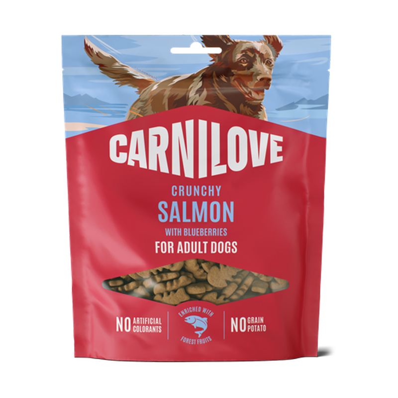 CARNILOVE DOG SNACK CRUNCHY SALMON AND BLUEBERRIES 200gr CARNILOVE DOG SNACK CRUNCHY SALMON AND BLUEBERRIES 200gr