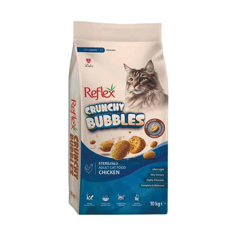 REFLEX CRUNCHY BUBBLE ADULT CAT STERILISED CHICKEN 10kg REFLEX CRUNCHY BUBBLE ADULT CAT STERILISED CHICKEN 10kg